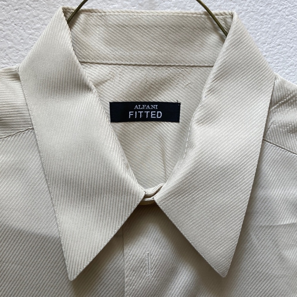 Alfani fitted long sleeve button down ivory/cream/white mens 1X shirt - Picture 1 of 3